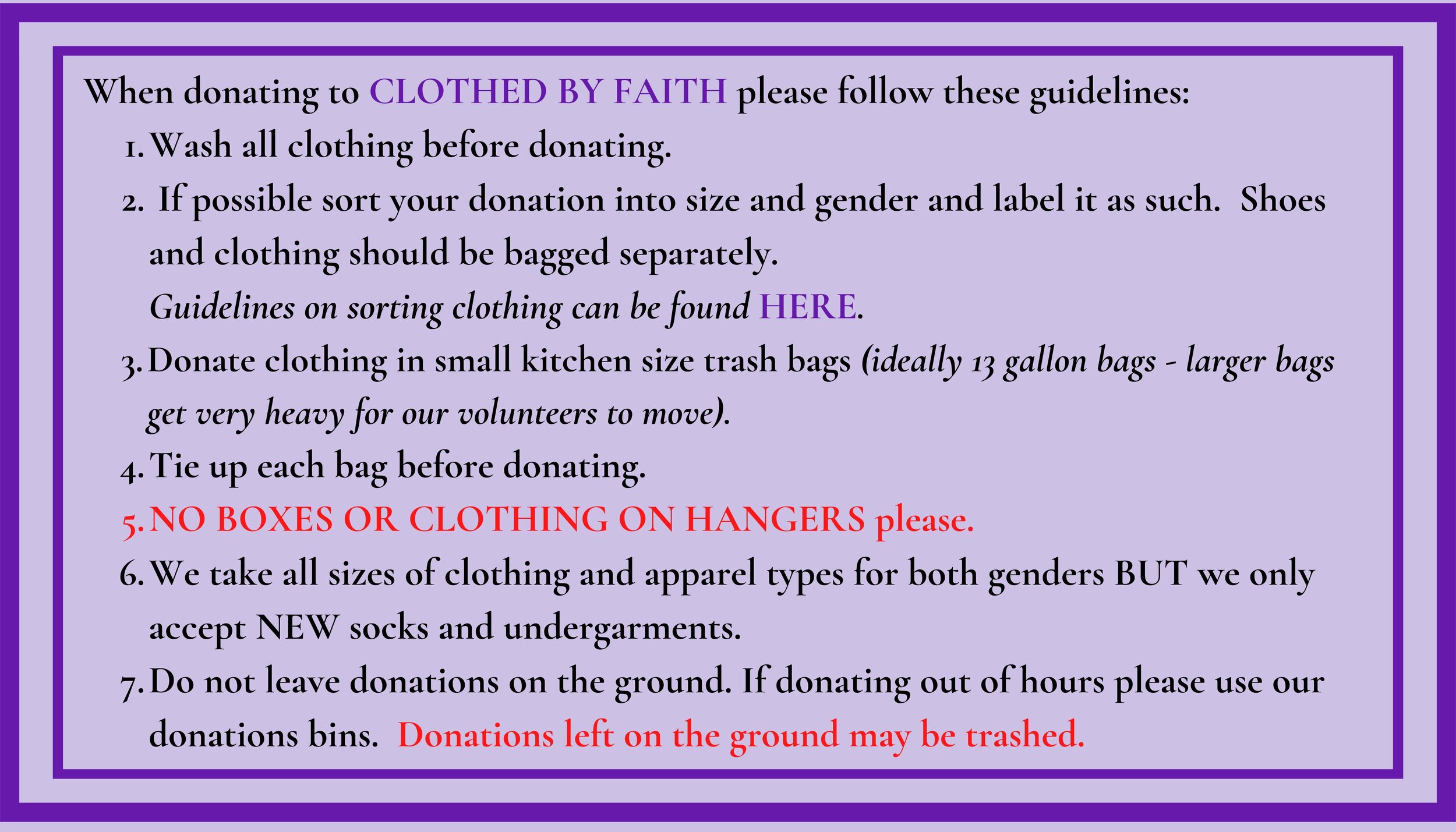Donate clothing — Clothed by Faith